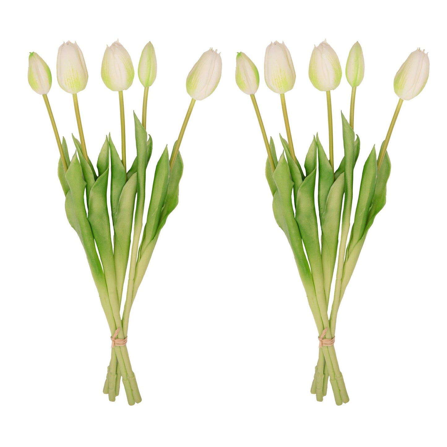 Vase Lady Sunny + 10x Real Touch Tulips White/Green